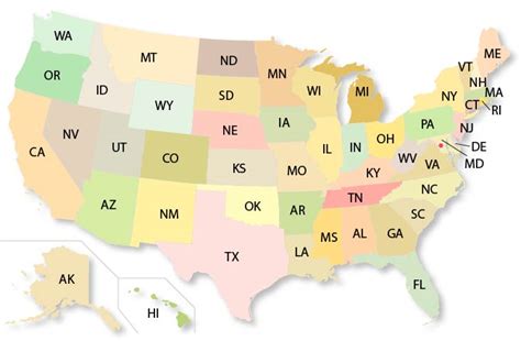 MAP United States Map With Abbreviations